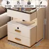 Mesa de Cabeceira Inteligente Simples Moderna Luxo Leve Carregamento Sem Fio Armazenamento Integrado Quarto Três Gavetas Gabinete de Cabeceira em Couro Patinha de Gato