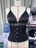 Amazon Comércio Exterior Mais Vendido Estilo Menina Alça no Pescoço Amarrar 5 Fileiras de Botões Cintura Marcada Top Camisola Sexy