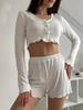 Pijama de punto con diseño de Rusia, Europa y América, cárdigan de algodón, traje de shorts de manga larga, ropa para el hogar para mujer