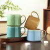 Caneca de cerâmica personalizada, grande capacidade, caneca de café com gradiente vitrificado em forno, caneca fofa nórdica para café da manhã de grande capacidade, transfronteiriça