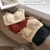 Camisola cálida de encaje puro con forro polar y copas en el busto para mujer, se puede usar como capa exterior, adelgazante y favorecedora, adecuada como top de capa base