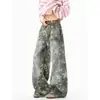 Jeans de pierna ancha con estampado de estrellas de camuflaje para mujer, holgados, versátiles para ir al trabajo, de cintura alta, hacen que las piernas parezcan más largas