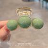 Pinza para el pelo grande con forma de perla verde para mujer, de verano, con forma de tiburón, para la parte trasera de la cabeza, para tocado, con forma de disco