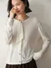 Nuevo Estilo Otoño e Invierno Cardigan de Cachemira con Cordones y Cuello Redondo de Lana Peinada para Mujer, Suéter Cardigan de Lana Holgado, Ceñido y Versátil