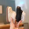 Botas de Princesa para Bebé Niña Botines 2025 Otoño e Invierno Nuevo Estilo Niñas Forrado de Felpa Suela Suave Zapatos para Niños con Lazo