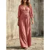 Vestido de Encaje con Cuello en V y Cinturón, Manga de Campana Tres Cuartos, Otoño 2026, Europeo y Americano, Vestido de Otoño para Mujer
