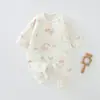 Roupa de Bebê Romper de Manga Longa em Algodão Fino (40g), Estilo Floresta com Borboletas, Classe A, Roupa Estilo Monge para Outono e Inverno, Unissex para Meninos e Meninas