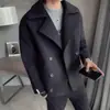 Marca de moda Otoño e Invierno Nuevo Gabardina Corta para Hombre Estilo Coreano Casual Británico Popular Abrigo Cálido de Lana para Hombre
