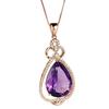 Versión coreana de colgante de amatista natural de 7 quilates chapado en oro de 18 quilates, colgante de diamante en forma de corazón, colgante de gema viva con trémolo
