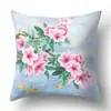 Funda de almohada de poliéster CCA594 pincelada a mano paisaje flor pájaro funda de almohada hogar suave cojín de coche