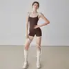 Traje Deportivo para Mujer para Correr, Entrenamiento, Tenis, Bádminton con Almohadilla en el Pecho, Traje de Yoga Fitness, Top, Pantalones Cortos, Mono