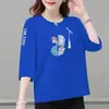 Comercio exterior transfronterizo ropa de maternidad, camiseta de manga tres cuartos para mujeres de mediana edad y mayores, holgada, casual, versátil, top camiseta básica