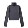Camiseta básica de estilo europeo y americano de cuello alto y manga larga con forro polar para mujer 2023 otoño e invierno Nueva camiseta ajustada interior adelgazante