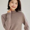 Suéter de Cashmere para Mulheres, Gola Alta Meia, Suéter Pulôver Grosso Solto, Novo Estilo Inverno 2026, Suéter Térmico de Malha para Camada Base