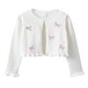 Ins2026 Outono Infantil Cardigan Suéter de Botão Único com Laço Cardigan de Malha para Meninas Camisa de Ar Condicionado 100% Algodão
