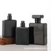 Em Estoque Garrafa Cosmética Vintage Vidro Preto Fosco Garrafa Vazia Portátil Quadrada Plana Garrafa de Perfume Tampa T de Encaixe Spray de Pressão