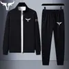 Conjunto de Dos Piezas de Sudadera y Pantalón de Chándal de Color Sólido Estampado de Venta Caliente Europea y Americana, Nuevo Traje Deportivo Casual para Pareja para Primavera y Otoño