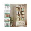 Estantería de Piso Estante de Almacenamiento Sala de Estar Almacenamiento de Pared Integrado Exhibidor Gabinete de Almacenamiento Madera Maciza Librero para el Hogar con Puerta de Gabinete