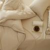Conjunto de Roupa de Cama de Algodão e Linho Quatro Peças de Luxo Leve, Capa de Edredom Classe A com Borda Larga e Corda Embutida, Conjunto de Roupa de Cama Lisa de Cor Sólida de Luxo Leve