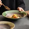 Cuenco Redondo con Patas Puntiagudas, Crackelado Hielo, Baño de Oro, Cocido en Horno, del Fabricante, Cuenco de Cerámica para Sopa Doméstico, Cuenco Grande, Cuenco para Hotel Comercial, Cuenco para Ensalada, Vajilla
