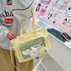 Nueva Bolsa de Hombro Ligera Cruzada Transparente con Insignia Estilo Japonés de Alta Apariencia Color Caramelo Chica Dulce