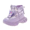 Botas de Nieve Kuromi para Niñas Invierno Nueva Llegada Más Terciopelo Princesa Infantil Algodón Grande Impermeables Antideslizantes Zapatos de Algodón para Niñas del Noreste