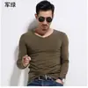 Ropa interior popular otoño e invierno camiseta de manga larga para hombre delgada elástica ajustada camiseta de manga larga para hombre color liso casual camisa base moda