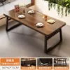 Mesa de jantar para uso doméstico, adequada para apartamentos pequenos, tampo retangular grande, ideal para imóveis de aluguel, mesa de jantar simples na cor nogueira para restaurantes