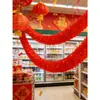 Festival da Primavera Supermercado Shopping Center Decoração de Ano Novo Flores Vermelhas Puxadas Tiras Redondas Pequenas Tamanho Tiras Redondas Vermelhas Tiras Coloridas Layout de Decoração de Ano Novo