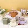 Taza de café con asa al por mayor, aislamiento térmico, anti-quemaduras, vaso de agua para estudiantes, taza de doble uso para café con leche, taza de leche con pajita, taza de moda en internet