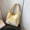 Bolsa Grande de Moda Feminina 2024 Nova Primavera Bolsa de Braço Axila Moda Estudante Lona Bolsa Tote para o Dia a Dia