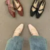 Zapatos Mary Jane Elegantes de Tacón Bajo de Nicho para Mujer 2024 Primavera Nuevos Zapatos de Vestir Cuadrados Marrones