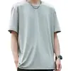Camiseta de Manga Corta para Hombre de Malla de Seda Hielo y Algodón, Top de Cuello Redondo para Hombre, Antibacteriana, de Secado Rápido, Blanca con Sensación de Hielo, Camiseta de Manga Media para Base