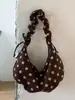 2026 Nuevo Bolso Cruzado de Estilo Coreano con Lunares, Plisado y Encaje, con Cordón, Gran Capacidad, Bolso Tipo Dumpling para Viajes Diarios para Mujeres