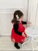 Ropa para Niños de Jenny Estilo Coreano Ropa de Invierno para Bebé Niña Vestido de Princesa Rojo de Malla Navideño Vestido Acolchado para Niñas