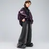 Dança de Rua Roupas Infantis Modernas Hip-Hop Jaqueta Roxa Cool para Meninos Roupa de Performance de Dança Popular Hip-Hop Estilo de Rua