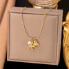 Colar Transfronteiriço de Aço Titânio Pingente Estrela do Mar Concha Colar de Pérolas Aço Inoxidável Natural Luxo Leve Acessórios de Moda Acessórios Mulheres
