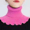 Bufanda de Hilo Rizado Nueva para Otoño e Invierno Bufanda para Mujer Cubrecuellos Cálido para la Columna Cervical Suéter de Punto Decorativo Cuello Alto