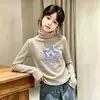 Otoño/Invierno 2026 Terciopelo Alemán para Niñas Cuello Semi Alto Camiseta Base de Manga Larga Rayada Cálida Doble Cara Cepillada Moderna