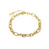 Estilo Ins Corrente de Camada Única de Ouro 18K Genuíno Pulseira de Aço Inoxidável para Uso Diário, Pulseira Feminina Versátil, Joias Versáteis para Atacado