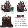 Nova Mochila de Couro Oleado para Mulheres Estilo K Tendência Mochila de Couro PU Macio Antifurto Multiuso Bolsa Feminina Dropshipping Transfronteiriço Bolsa Transfronteiriça