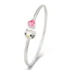 Pulsera de gato KT de diamante en forma de corazón plateada linda dulce pulsera viva para padres e hijos pulsera de gatito para mujer