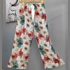 Pantalones de Pijama de Algodón Finos de Verano para Mujer con Estampado de Dibujos Animados, Pantalones de Pierna Ancha para Mujeres Embarazadas, Tallas Grandes, Adecuados para Usar Afuera, Pantalones Largos de Algodón, Exportación