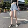 Moda Retro Casual Pantalones Cortos de Mezclilla para Mujer 2026 Verano Nuevos Cintura Alta Adelgazantes Letra Pierna Ancha Pantalones Calientes Tendencia Ins
