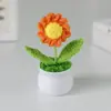 Planta de Girassol em Vaso de Fio Tecido Transfronteiriço Flor Artificial Decoração de Mesa para Sala de Estudo, Pequeno Presente para a Temporada de Volta às Aulas e Dia do Professor