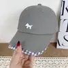 Gorra de Béisbol Suave Estilo Coreano para Mujer con Bordado de Cachorro, Visera a Cuadros de Doble Capa, Versátil, Adelgazante para el Rostro, Gorra tipo Pato Protector Solar para Hombre