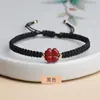 Pulseira de Grama da Sorte Cinábrio Feminina Corda Vermelha Contas Haoyun Proteção Corporal Trevo de Quatro Folhas Ano da Vida Corda de Mão Masculina Pulseira de Estudante Wangcai