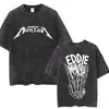 Camiseta Lavada Retro Eddie Munson Camiseta de Monstruo Demogorgon Caníbal Camiseta Oversize para Hombre