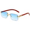 Nuevas gafas de sol sin marco de moda para hombre, gafas de sol personalizadas con vetas de madera de leopardo, gafas de sol cuadradas con patas, moda para mujer, venta al por mayor transfronteriza