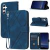Capa de couro com cordão transversal para Samsung S24FE, capa para celular com relevo, carteira para cartão A06, capa para celular A16
